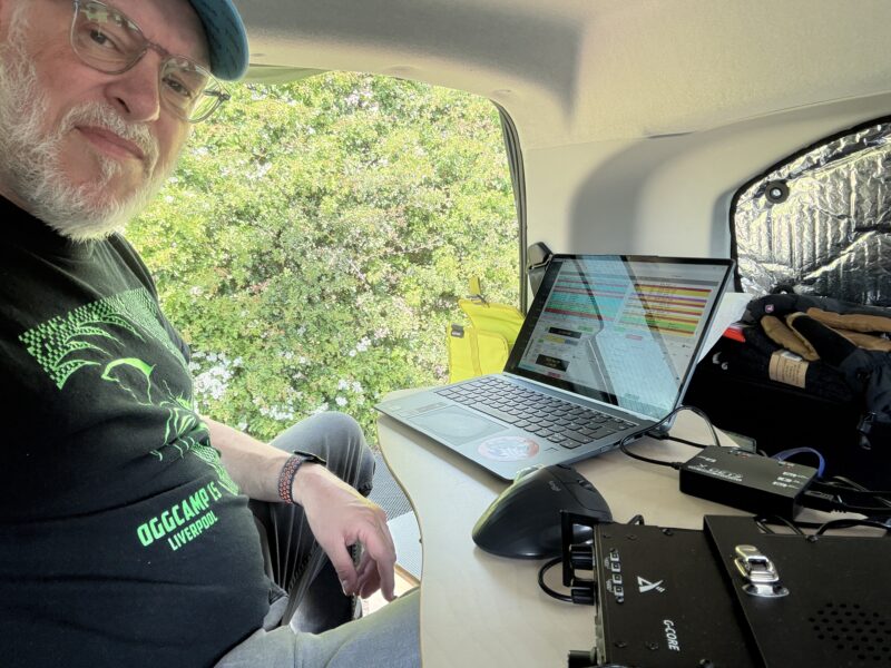 Operating inside the van at Bosworth Battlefield - POTA GB-3766