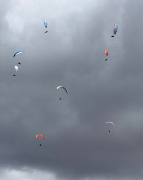 Paragliders riding the thermals